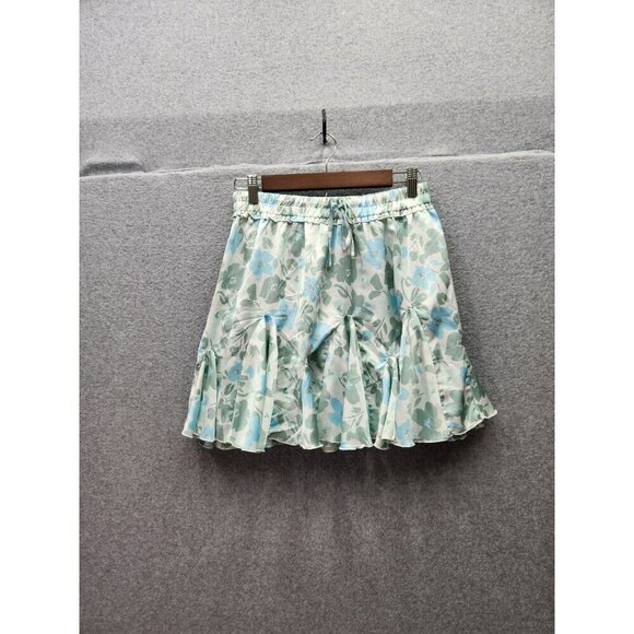 Floral Print Ruffled Mini Skirt With Elastic Waistband Mittoshop M 100% Polyeste - Picture 1 of 4